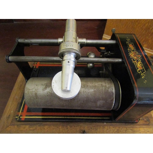 941 - Rare E.W.C German Made Cylinder Phonograph in Original Fitted Case with Cover Clockwork Mechanism Wo... 