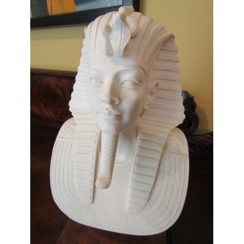 948 - Tutankhamun Bust on Burr Walnut Veneered Base Approximately 12 Inches High