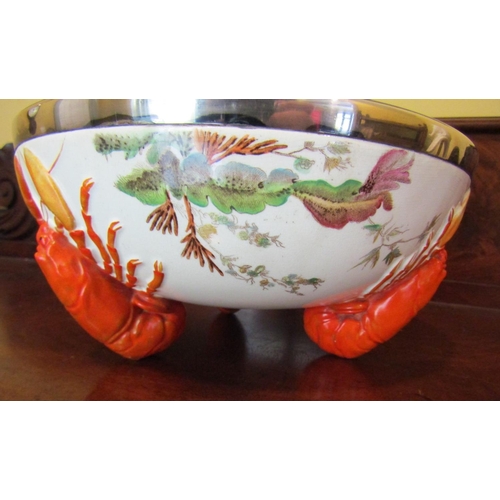 950 - Wedgwood Lobster Motif Salad Bowl with Salad Spoon and Fork Lobster Claw Motif Ends Attractively Det... 