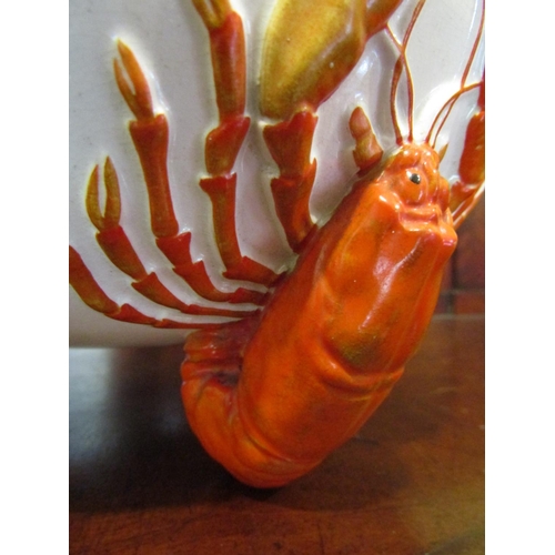 950 - Wedgwood Lobster Motif Salad Bowl with Salad Spoon and Fork Lobster Claw Motif Ends Attractively Det... 