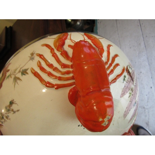 950 - Wedgwood Lobster Motif Salad Bowl with Salad Spoon and Fork Lobster Claw Motif Ends Attractively Det... 