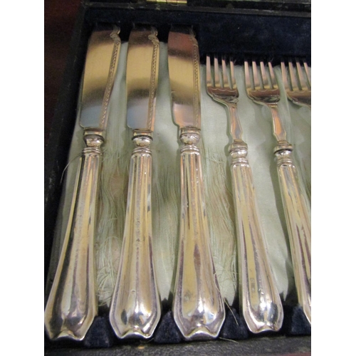 959 - Set of Silver Handled Knives and Forks contained within Presentation Box with Carving Knife and Fork