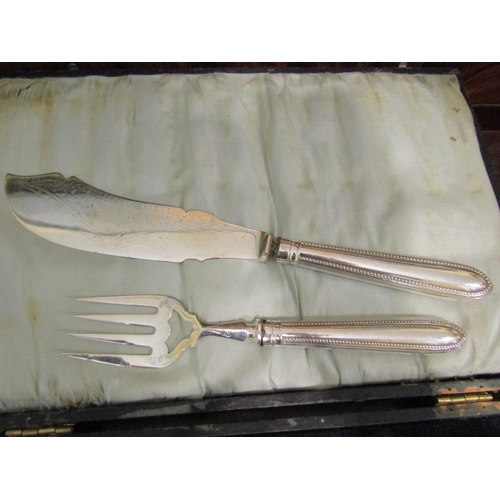 959 - Set of Silver Handled Knives and Forks contained within Presentation Box with Carving Knife and Fork