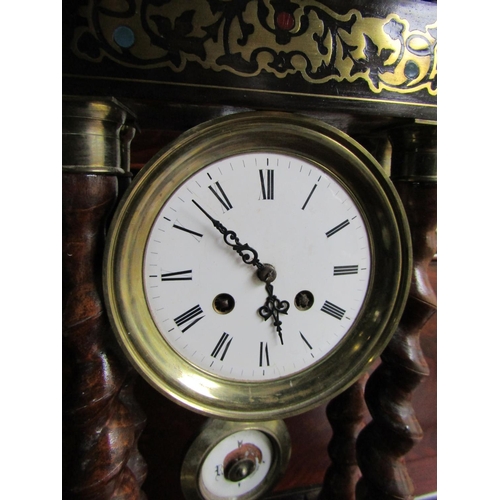 972 - Antique Clock with Brass Inlaid Rosewood Decoration Roman Numeral Decorated Dial Pedestal Form Appro... 