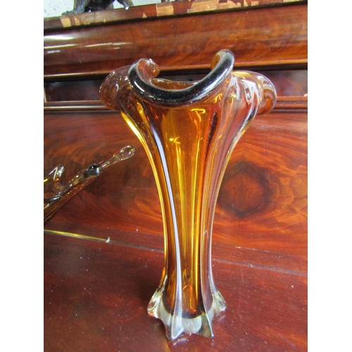 973 - Two Pieces of Vintage Murano Glass Table Bowl and Vase Bowl Approximately 22 Inches Wide x 8 Inches ... 