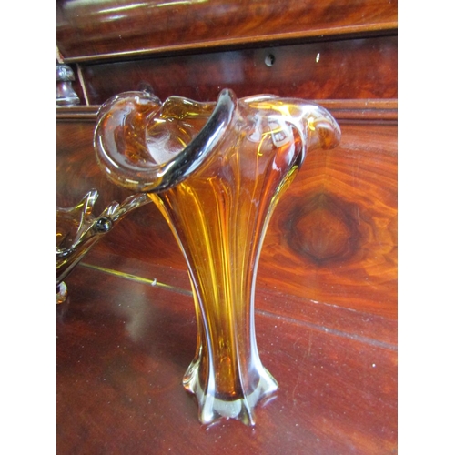 973 - Two Pieces of Vintage Murano Glass Table Bowl and Vase Bowl Approximately 22 Inches Wide x 8 Inches ... 