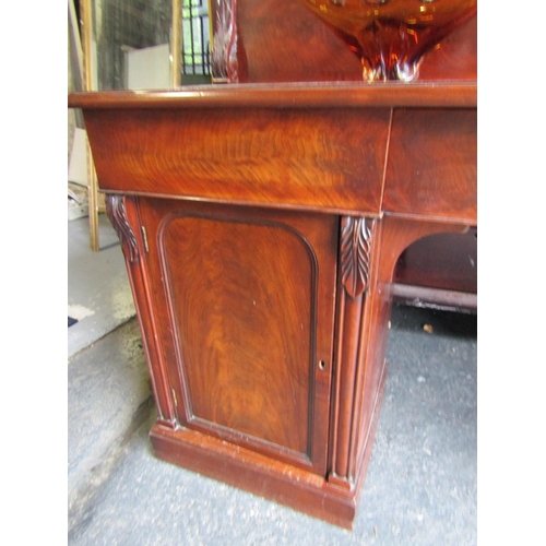 976 - William IV Figured Mahogany Twin Pedestal Sideboard Restrained Form Approximately 6ft 6 Inches Wide