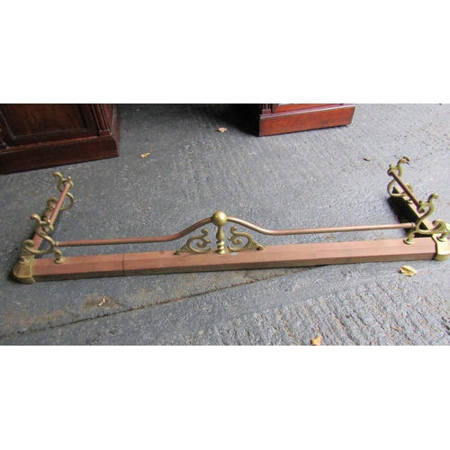 977 - Victorian Brass Bound Extendable Fire Fender Rail Form Extending From Approximately 4ft to 5ft 6 Inc... 