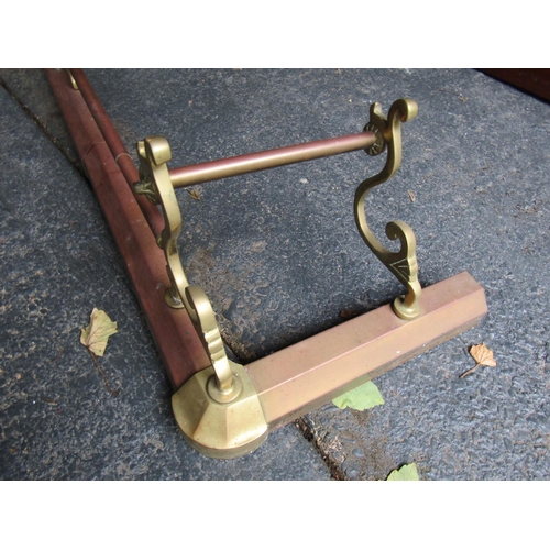 977 - Victorian Brass Bound Extendable Fire Fender Rail Form Extending From Approximately 4ft to 5ft 6 Inc... 