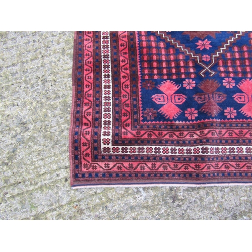 980 - Persian Pure Wool Rug Burgundy and Navy Ground 185cm x 105cm