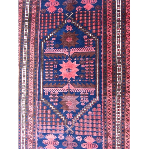 980 - Persian Pure Wool Rug Burgundy and Navy Ground 185cm x 105cm