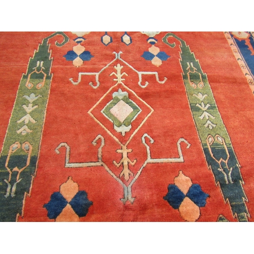 985 - Persian Pure Wool Rug Burgundy and Navy Ground Pattern Borders 345cm Long x 270cm Wide