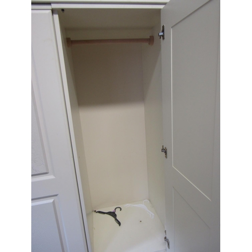 993 - Modern Painted Beech Three Door Wardrobe with Four Drawers to Base Approximately 6ft Wide x 7ft 4 In... 