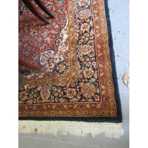 994 - Persian Pure Wool Rug Burgundy and Navy Ground Approximately 9ft Long x 5ft Wide