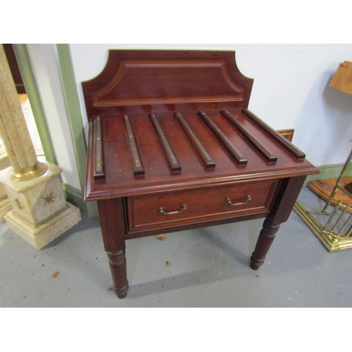 996 - Brass Bound Mahogany Luggage Rack Rest with Single Drawer Above Turned Supports Generous Form