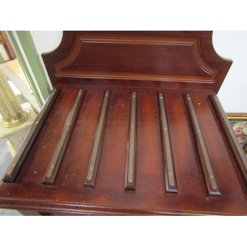 996 - Brass Bound Mahogany Luggage Rack Rest with Single Drawer Above Turned Supports Generous Form