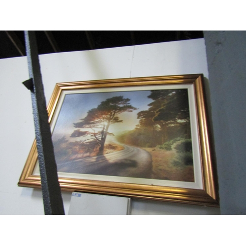 998 - Large Gilt Framed Photograph Evening Sunset with Tree Gilt Framed Approximately 3ft Wide x 2ft High