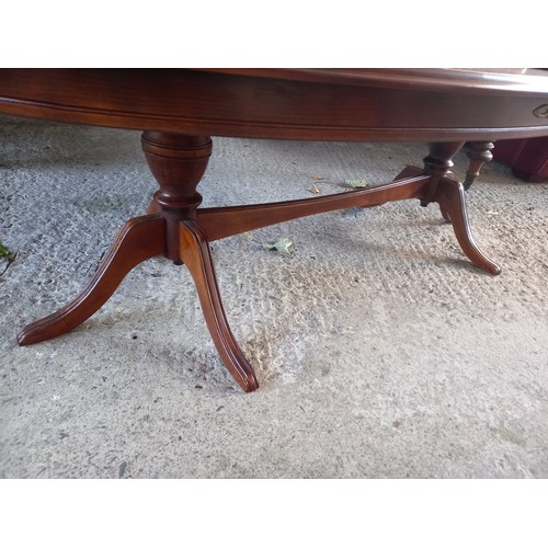 824 - Figured Mahogany Coffee Table Oval Form Finely Detailed Approximately 5ft Wide x 18 Inches High