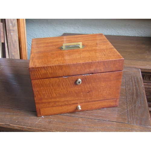 William IV Mahogany Box with Fitted Interior and Inset Brass Carry Handle Approximately 12 Inches Wide