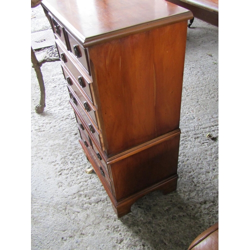 2055 - Neat Form Yew Wood Chest on Chest of Eight Drawers Approximately 20 Inches Wide x 34 Inches High