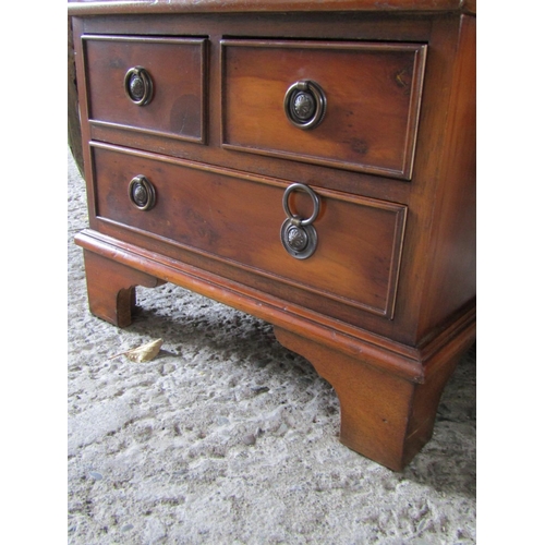 2055 - Neat Form Yew Wood Chest on Chest of Eight Drawers Approximately 20 Inches Wide x 34 Inches High