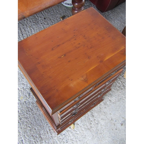 2055 - Neat Form Yew Wood Chest on Chest of Eight Drawers Approximately 20 Inches Wide x 34 Inches High