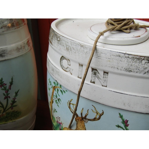 2060 - Pair of Antique Porcelain Brandy and Gin Barrels Now Converted for Use as Lamps Each Approximately 1... 