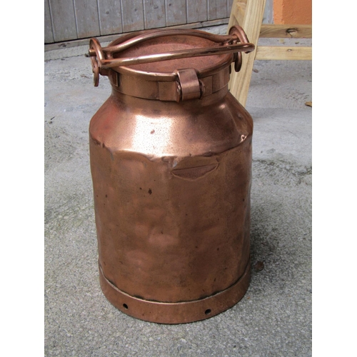 2063 - Old Copper Milk Churn with Unusual Locking Handle