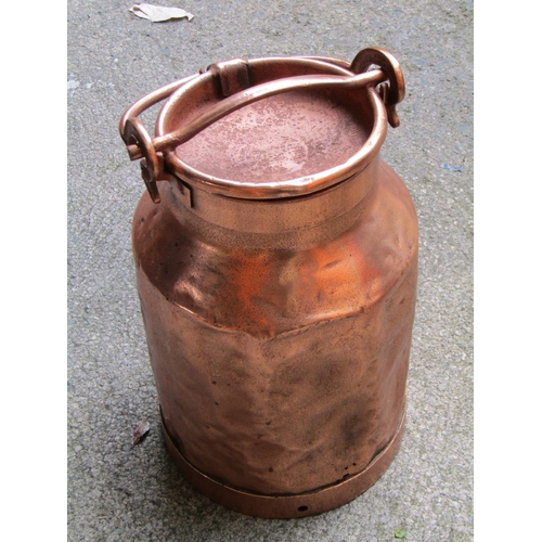 2063 - Old Copper Milk Churn with Unusual Locking Handle