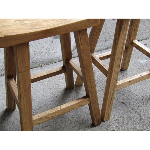 2066 - Pair of Elm High Stools of Good Construction