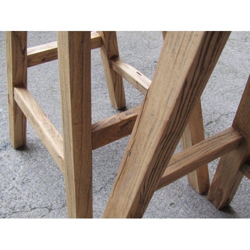 2066 - Pair of Elm High Stools of Good Construction