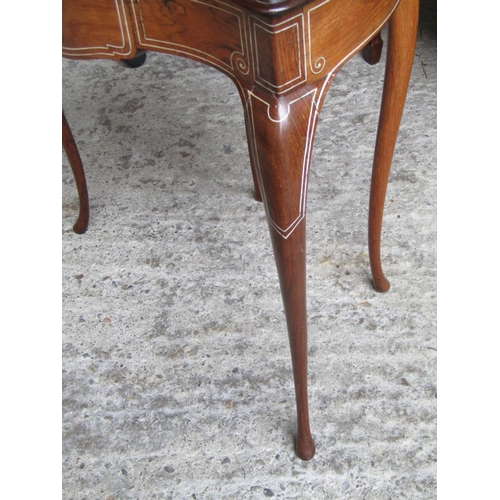 2069 - Inlaid Rosewood Shaped Form Side Table with Brass Galleried Railing above Single Drawer Approximatel... 