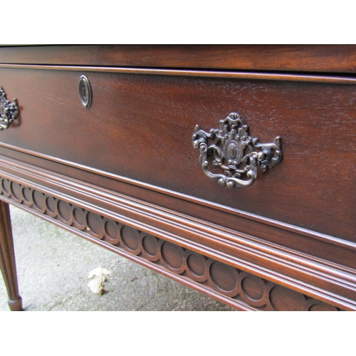 2070 - Twin Drawer Mahogany Side Chest Crossbanded Top above Tapering Reeded Supports Approximately 32 Inch... 