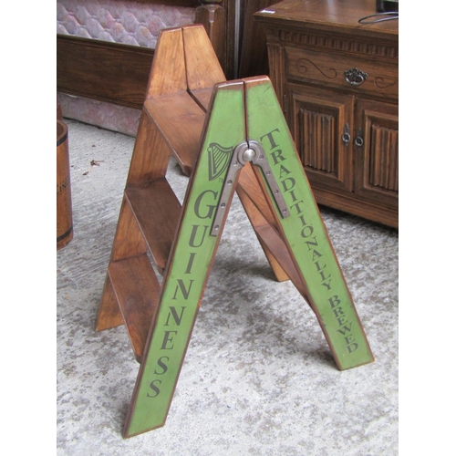 Guinness Pine Three Step Ladder Approximately 16 Inches Wide x 30 Inches High