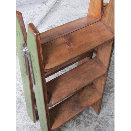 2072 - Guinness Pine Three Step Ladder Approximately 16 Inches Wide x 30 Inches High