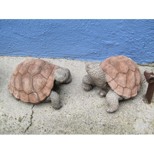 2083 - Pair of Composite Stone Tortoise Figures