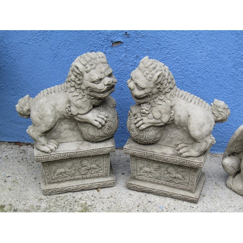 2085 - Composite Stone Pair of Lions