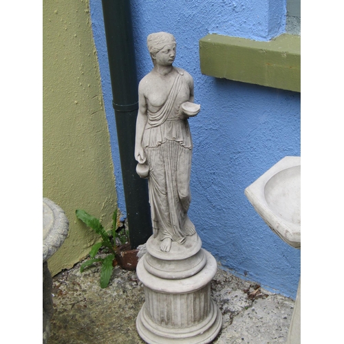 2086 - Composite Stone Figure of Lady on Circular Base