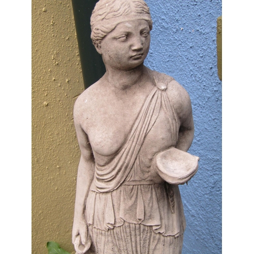 2086 - Composite Stone Figure of Lady on Circular Base