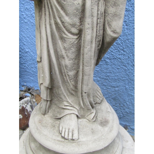 2086 - Composite Stone Figure of Lady on Circular Base