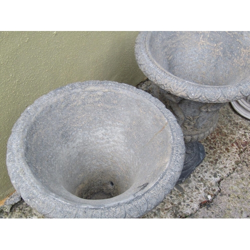 2090 - Pair of Composite Stone Pedestal Urns Classical Form Each Approximately 24 Inches High