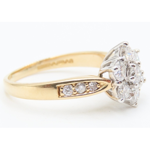 1 - Diamond Set Ladies Daisy Form Cluster Ring Mounted in 18 Carat Yellow Gold Further Diamonds Set to S... 