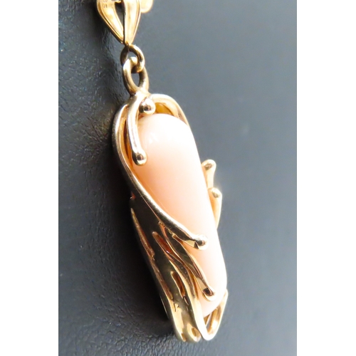 101 - Coral Set Pendant Mounted in 14 Carat Yellow Gold 2.5cm High with Shoe Motif 14 Carat Yellow Gold Pe... 