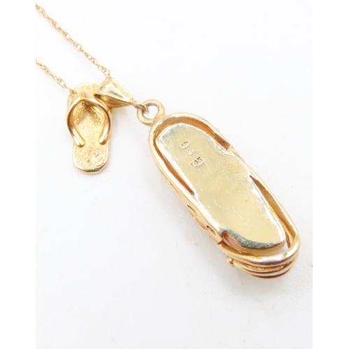 101 - Coral Set Pendant Mounted in 14 Carat Yellow Gold 2.5cm High with Shoe Motif 14 Carat Yellow Gold Pe... 