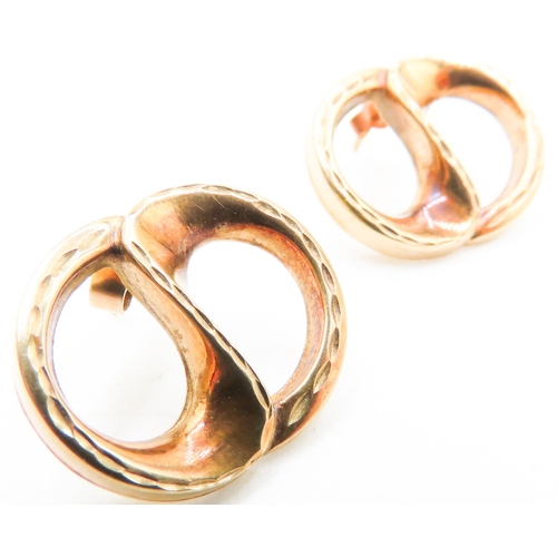 105 - Pair of 9 Carat Yellow Gold Loop Form Earrings 2cm Wide