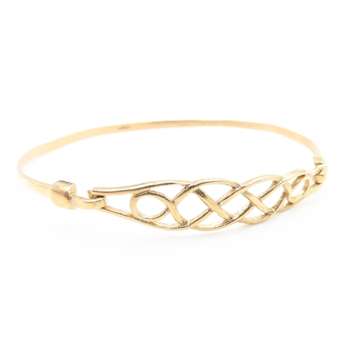 106 - 9 Carat Yellow Gold Celtic Motif Bangle Bracelet Inner Width 6cm