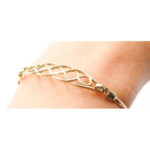 106 - 9 Carat Yellow Gold Celtic Motif Bangle Bracelet Inner Width 6cm