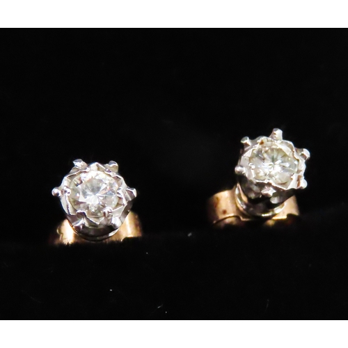 108 - Pair of Basket Set Diamond Earrings Mounted in 18 Carat White Gold