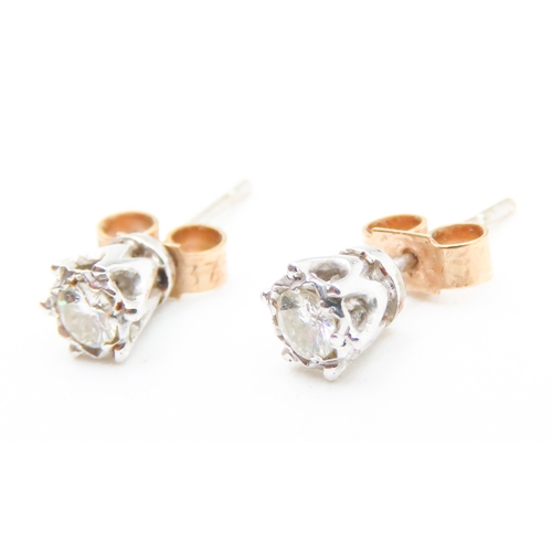 108 - Pair of Basket Set Diamond Earrings Mounted in 18 Carat White Gold