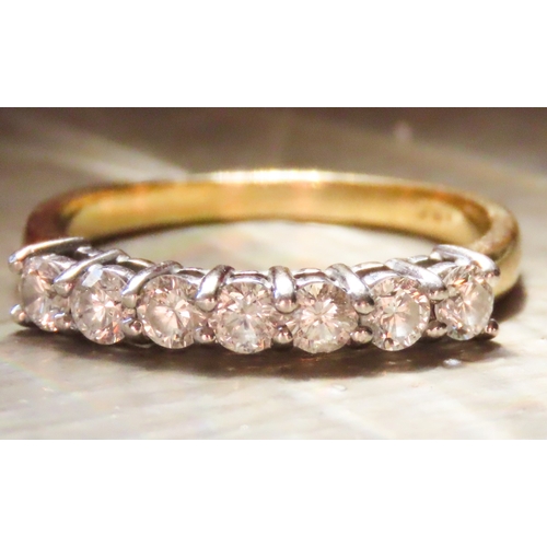 123 - Diamond Seven Stone Ring Set in Platinum Mounted on 18 Carat Yellow Gold Ring Size P